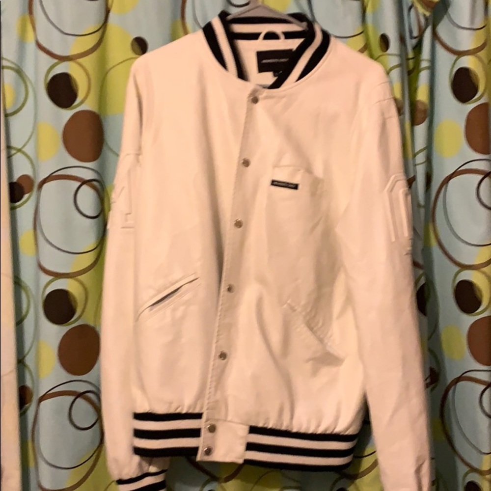 White Leather Members Only Jacket